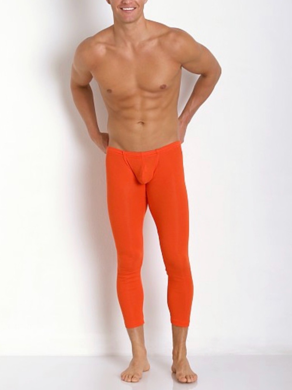 N2N Bodywear Cotton Rib Pouch Long John Runner Orange